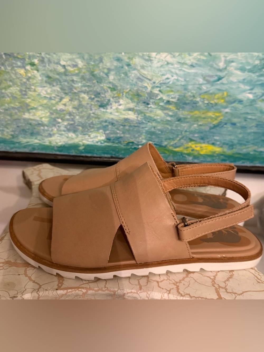 Sorel Ella II Beige Leather Slingback Sandals